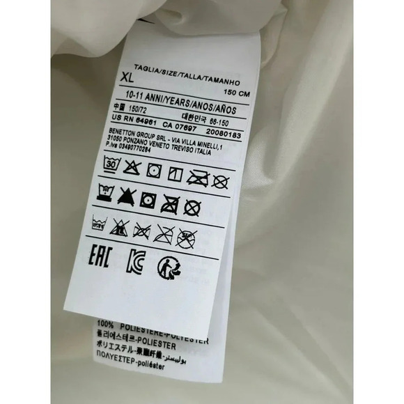 United Color of Benetton Kids Puffer Hoodie Graphic Jacket Sz XL Age 10/11 - Picture 10 of 12